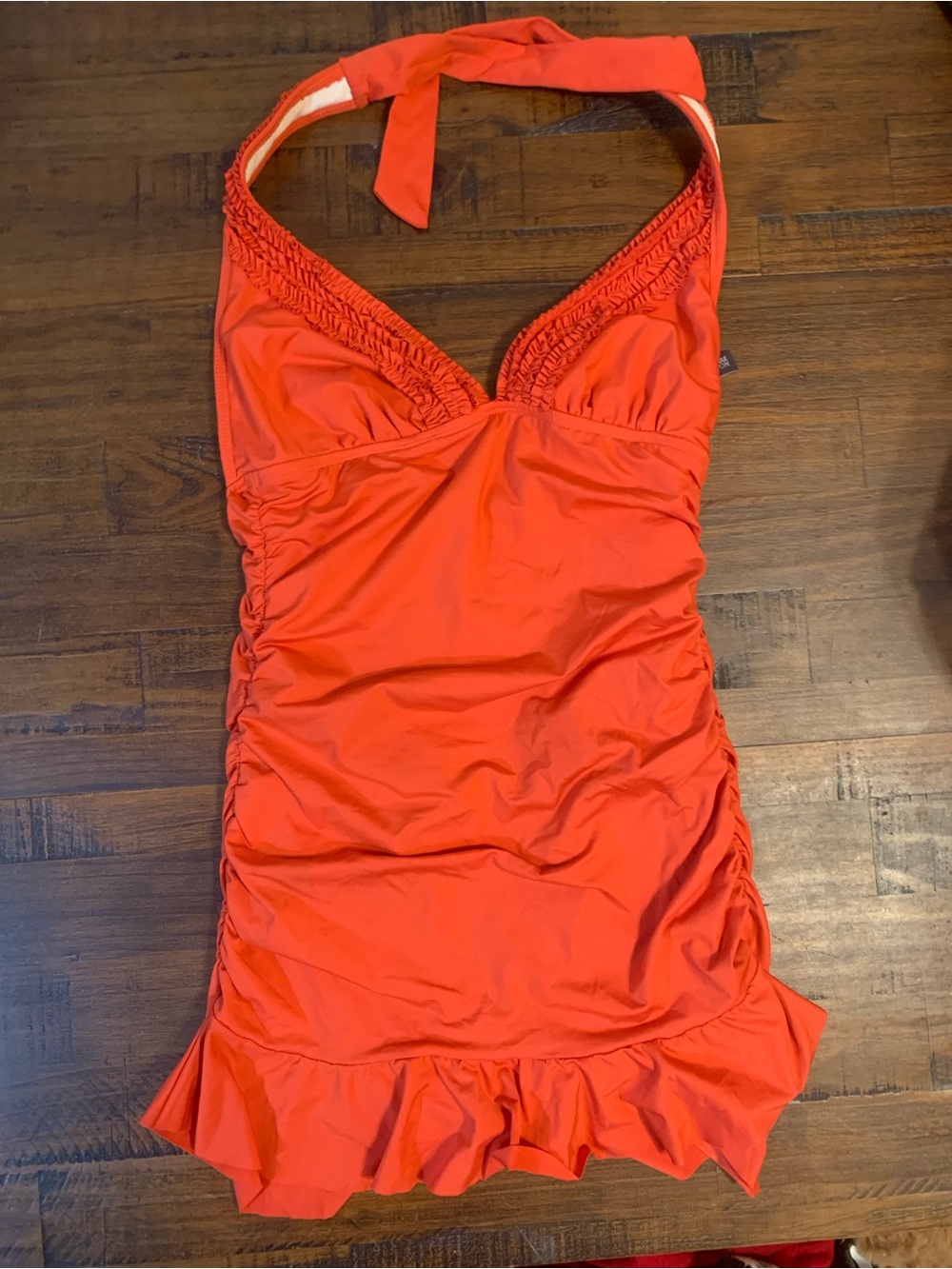 Kenneth Cole Halter Swim Dress in Bright Red